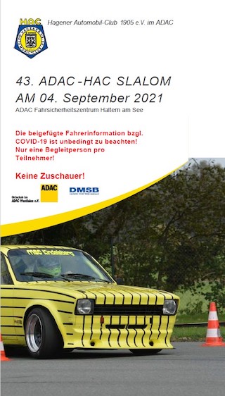 Nennungen für den 43. HAC Automobilslalom am 04.09.2021