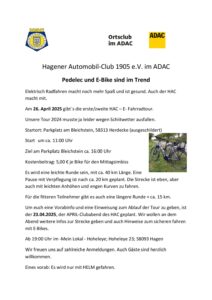 Clubabend im April (Thema: Fahrradtour)