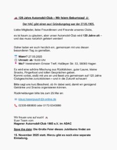 Clubabend zum Gründungstag @ Vereinsheim Hagen 11 "Emster Treff"